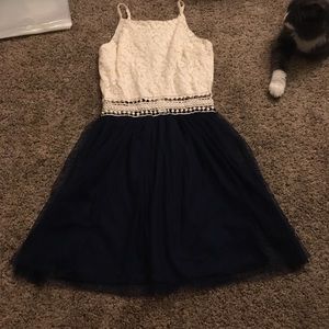Navy and cream dress